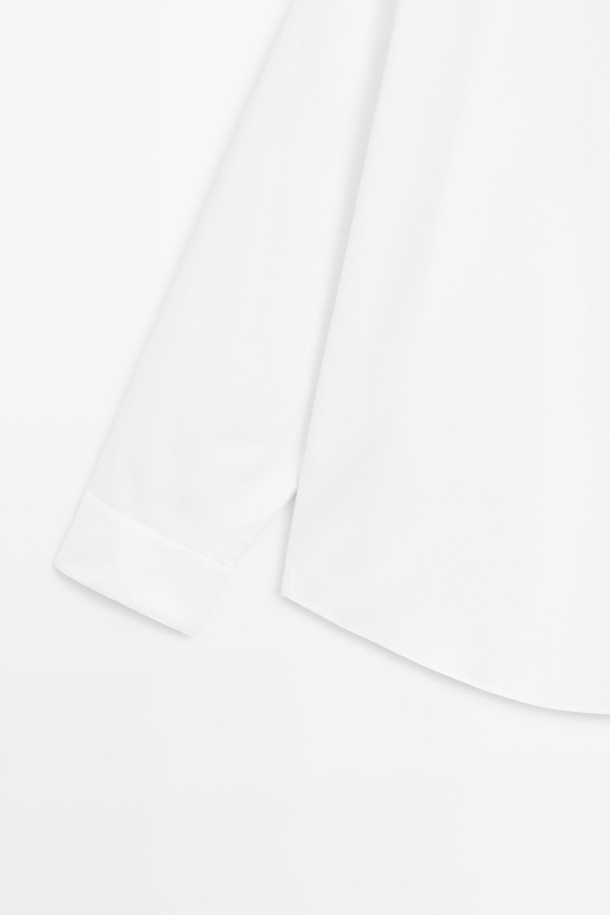 Poplin shirt with stand collar